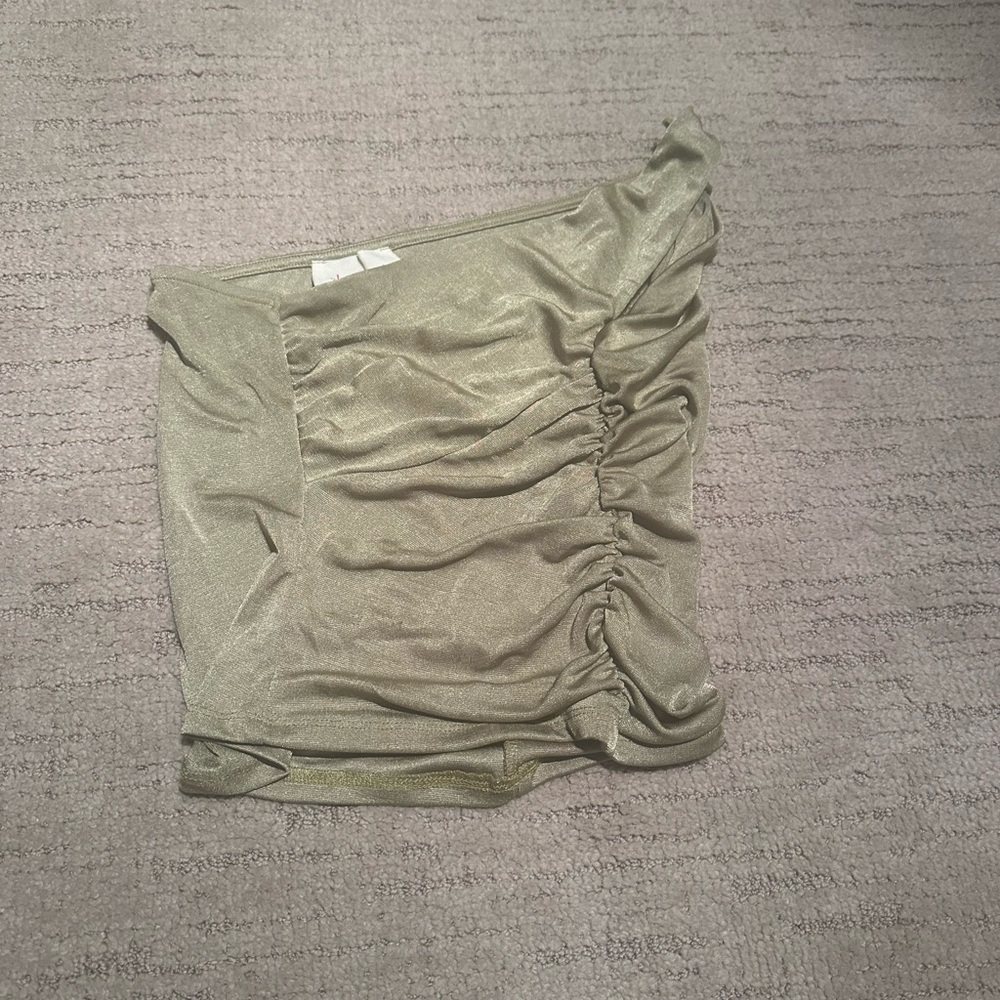 Anthropologie Shimmering Olive Top